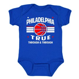 Philadelphia Retro Team Kid's Bodysuit for Basketball Fans (Royal, 24M)