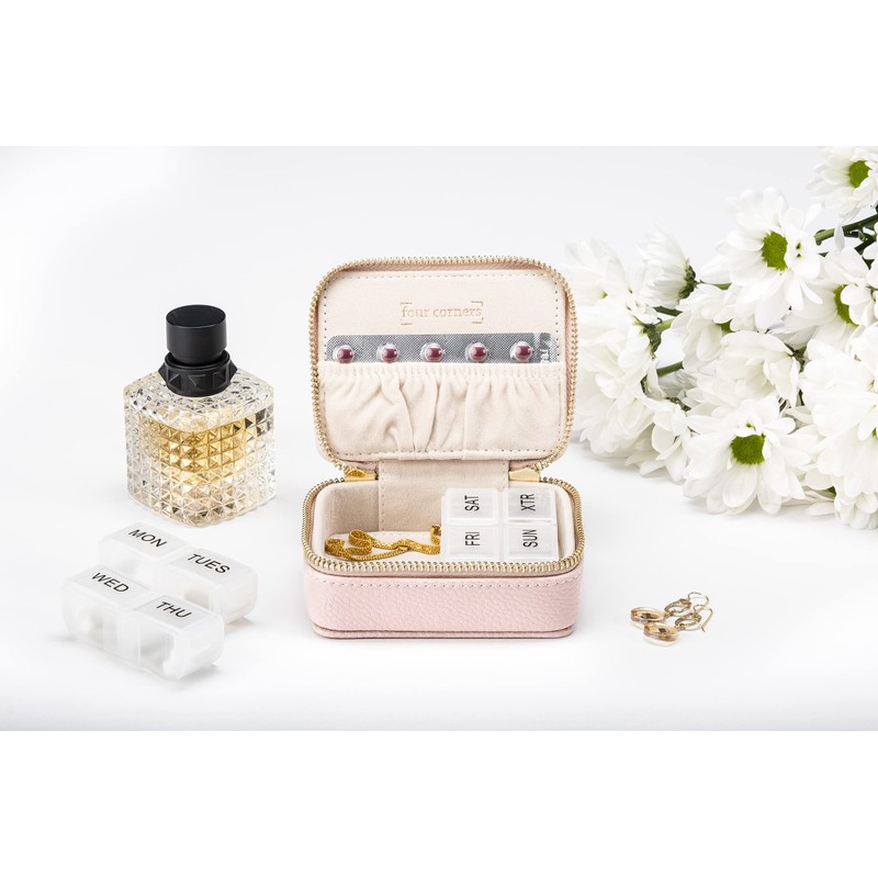 Pill Organizer – Vegan Leather Pill Case with Removable 7-Day