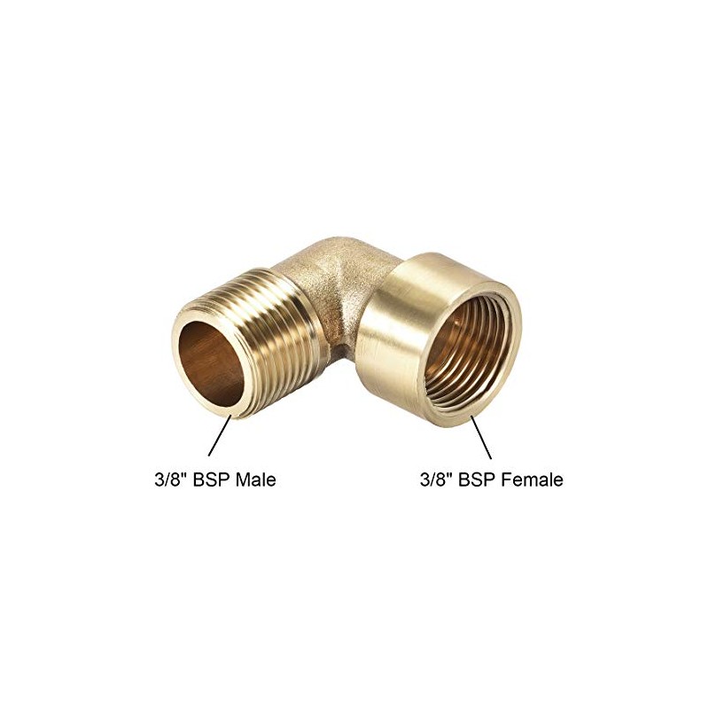 sourcing map Brass Pipe Fitting 90 Degree Elbow 3/8 (BSP)