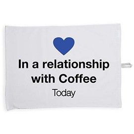 Hippowarehouse In a relationship with Coffee Tea Towel Eco Printed Dish Cloth Kitchen accessory 50cmx70cm 100% Cotton