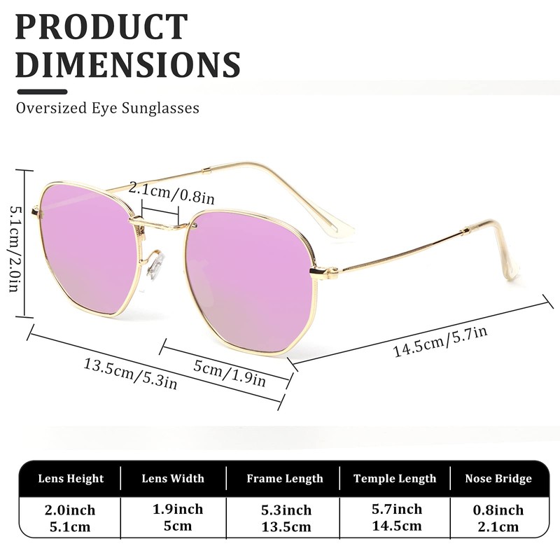 Kelens Vintage Sunglasses Polygon Polarised Sunglasses Women Men Metal UV400
