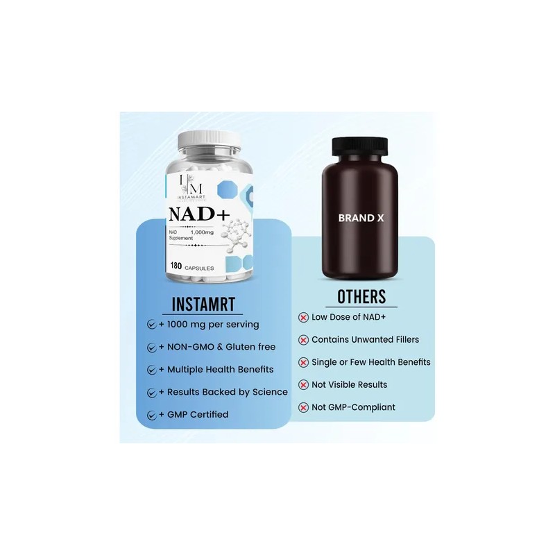Instamart Suplemento Nad+, 1000 Mg, 180 Cápsulas