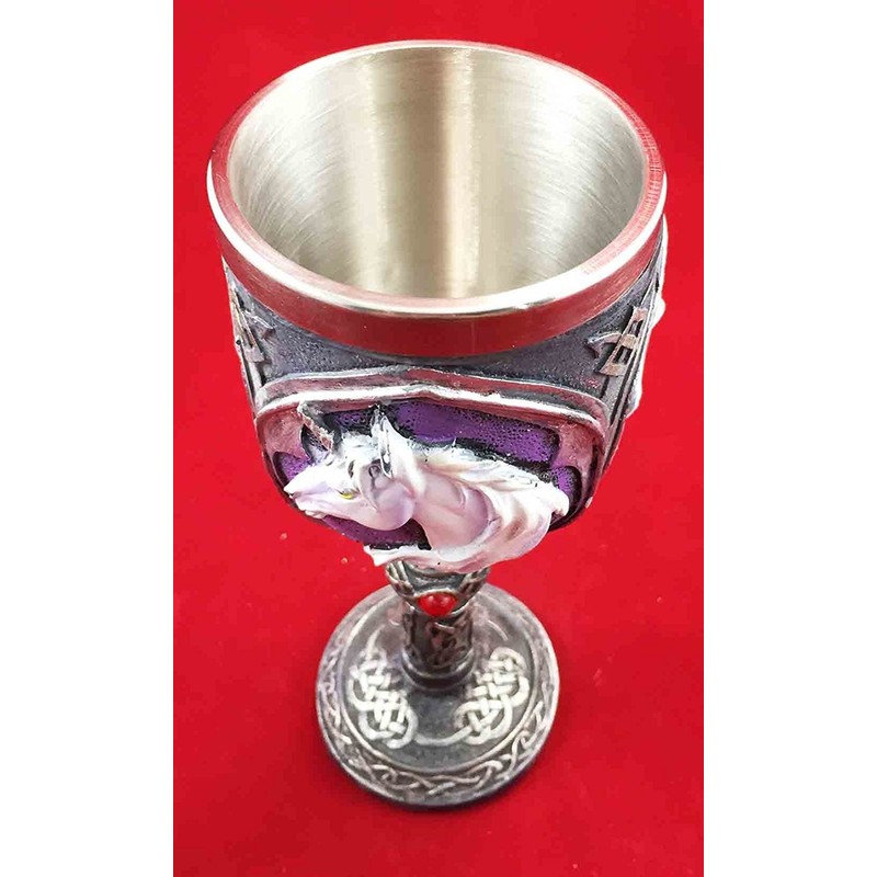 PURITY WINE ENCHANTED UNICORN GOBLET CHALICE STAINLESS STEEL WITH RESIN