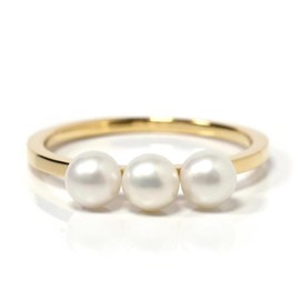 JDE Women's 3 Row Natural Freshwater Pearl Ring, One Size Fits Most, Adjustable, Pearl Ring, 925 Silver, Hypoallergenic for Women, Birthday Gift, Metal, Pearl