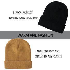 ZOORON 1&2 Pack Beanie for Men Women Slouchy Beanie Hats Winter Knit Caps Soft Ski Hat Unisex