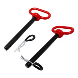BUXIMN 5/8 x 5-3/4 inch Hitch Pin, 2pcs Trailer Hitch Pin, Tractor Towing Hitch Pin and Clip, Red Handle Trailer Gate Pin Clevis pin Tractor Pins for Towing RV, Boat, Car, Truck