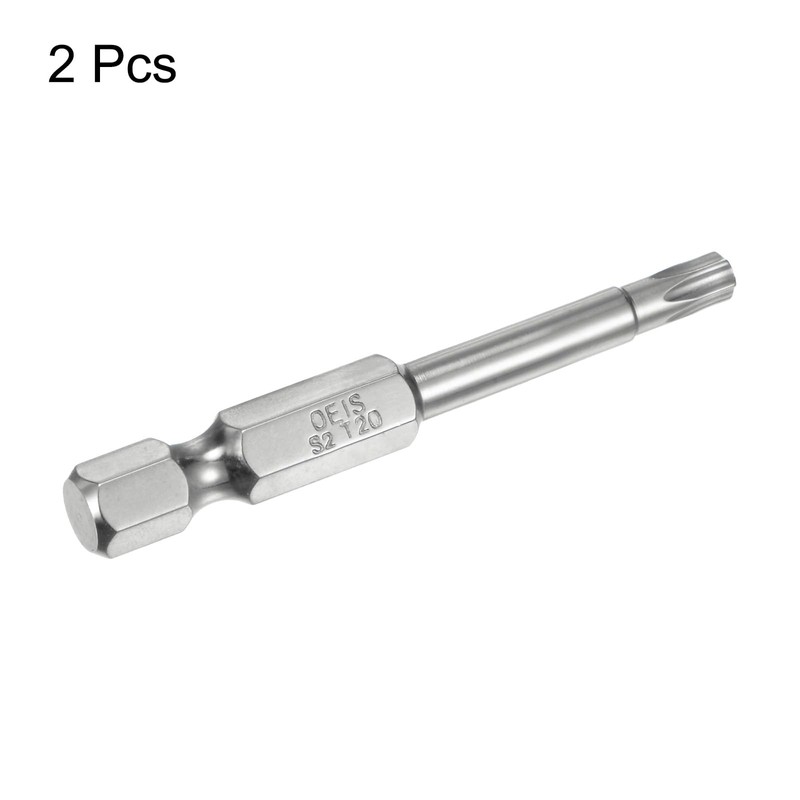 HARFINGTON 2pcs T20 Security Torx Bit 1/4" Hex Shank 2"