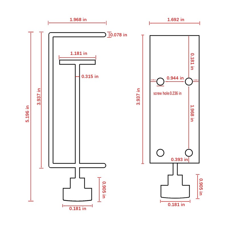 Jhanw 3 inch C-Clamp with Four Small Holes in the