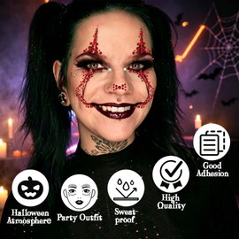 4Pcs Halloween Face Gems Jewels Makeup Day of the Dead Tattoos Stickers