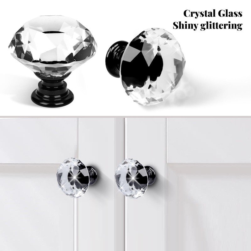 OctinPris 6pcs 30mm Crystal Glass Knobs Door Drawer Wardrobe Pull
