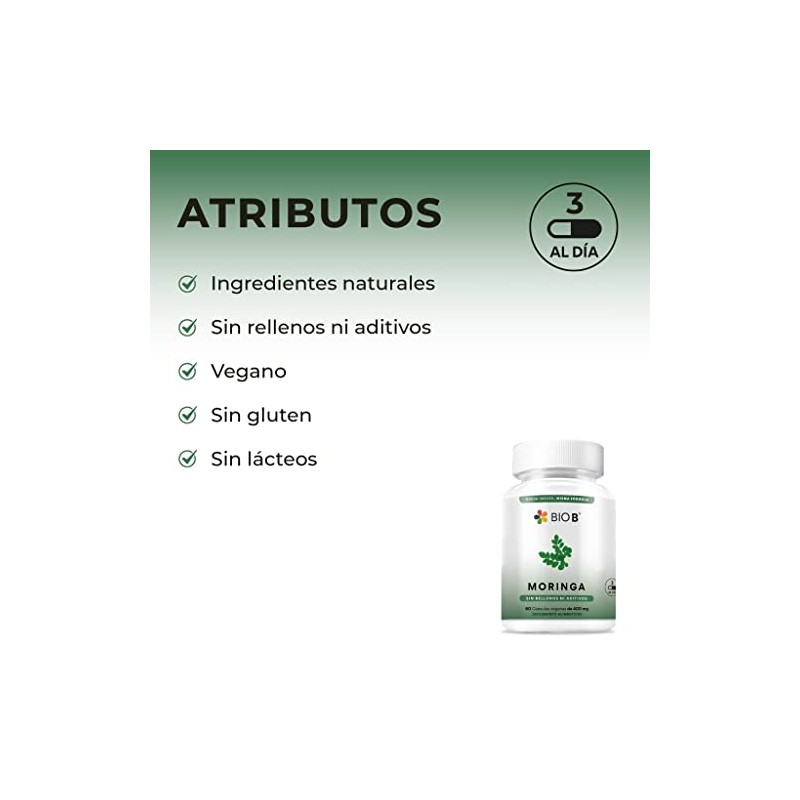 Bio B | Moringa 60 cápsulas veganas | Antioxidante, Antiinflamatorio.