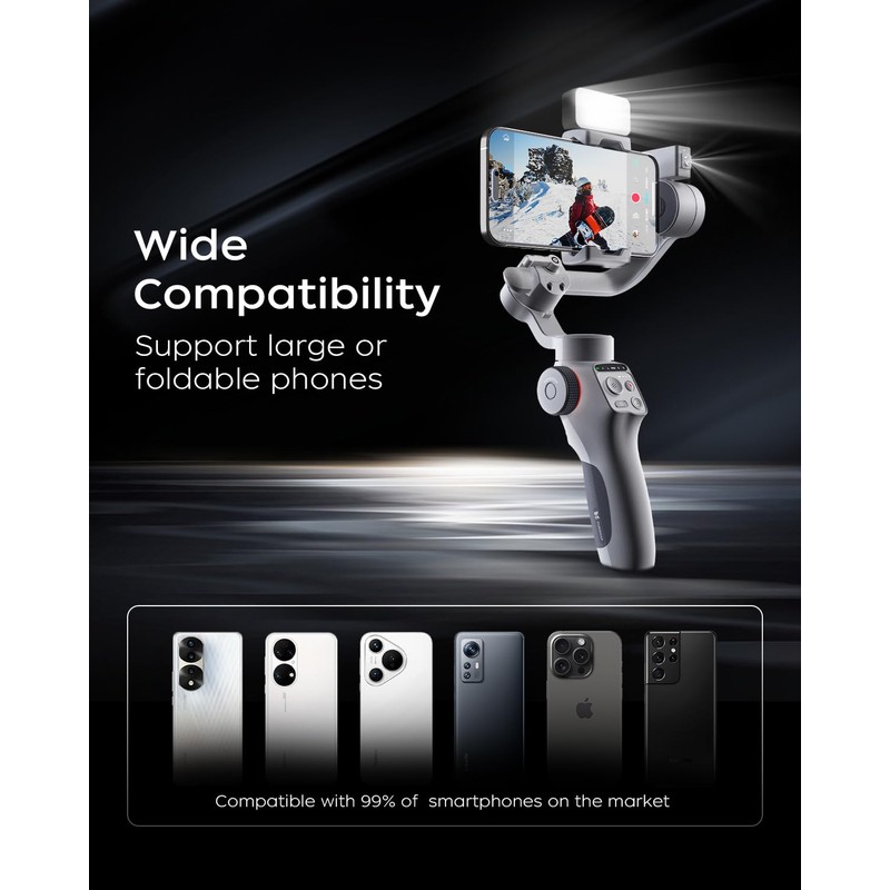 FUNSNAP Capture5 Gimbal Stabilizer for Smartphone, Magnetic AI Tracker Fill