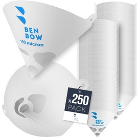 BenBow Paint Sieve 190µ x 250 Pieces - Disposable Paper Filter with Nylon Fabric - for Filtering Paints and Paints from Contamination