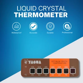 Stick-On Liquid Crystal Milk Jug Thermometer - 2 Pack- Waterproof Dual Dial Label - Ideal for Perfectly Frothed Milk - Long-Lasting Design