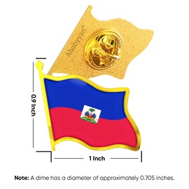 Haiti Flag Lapel Pin - Enamel Metal National Badge | World Travel Souvenir Gifts for Men & Women | Country Flag Patriotic Brooch Bulk Pack of Pins for Hat, Tie, Clothes, Backpack (1pc)