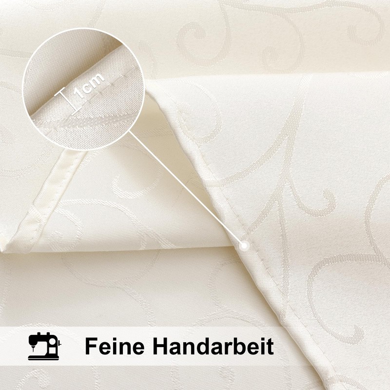 smiry Washable Tablecloth, Ornaments, Rectangular, 130 x 200 cm, Damask