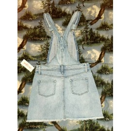 Cat Jack Girls Denim Jean STRETCH Shortalls Bib Overall Skirt Large 10/12 NWT