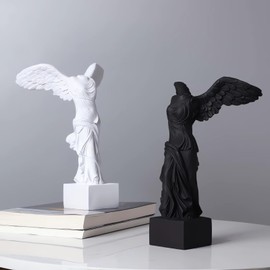 YUEOECOR 9.6in Greek Winged Victory Statue, Classic Roman Goddess of Strength and Victory Sculpture Figurine for Home Decor, White