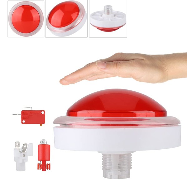 100mm LED Illuminated Push Buttons, LED Light Lamp Big Round Arcade Video Game Player Push Button Switch, for Arcade Coin Machine Operated Games(Red)