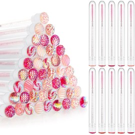 200 Piezas Set de Tubos de Varita para Rímel 100 Carretes de Pestañas para Extensiones de Pestañas 100 Cepillos de Rímel Vacío de Diamante Aplicador de Cejas Colorido Desechable (Bonito)