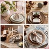 Set of 12 Brown Narrow Stripe Cloth Napkins, Linen Cloth