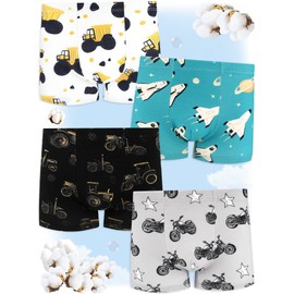 BliBliTaTa Boys' Underwear,Soft Cotton Tagless Panties for Toddlers' & Little Kids' Comfort,Breathable Boxer Briefs in Sizes 2T,3T,4T,5T,6T,7,8,10,12 Years Old,6-Pack Star-5