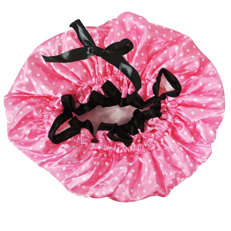 Kella Milla Stylish Satin Shower Cap - Sweet Pink Polka