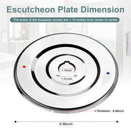 Shower Faucet Cover Plate Escutcheon Replacement for Moen 16090 Chateau Collection Shower Escutcheon Plate, Shower Trim Plate Kit Parts for One-Handle Tub and Shower Faucets, Chrome