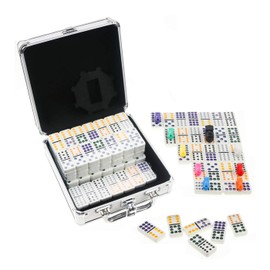 KAILE Max Size Large Mexican Train Dominos Game Set, 91 Tiles Double 12 Color Dots Dominoes Set for Travel Dominoes Game with Aluminum Case