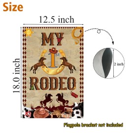 Labakita My First Rodeo Garden Flag, Cowboy 1st Rodeo Birthday Garden Flag, Cowboy 1st Birthday Lawn Yard Flag Sign, Western Cowboy Theme Party Decorations, Double-sided Printing