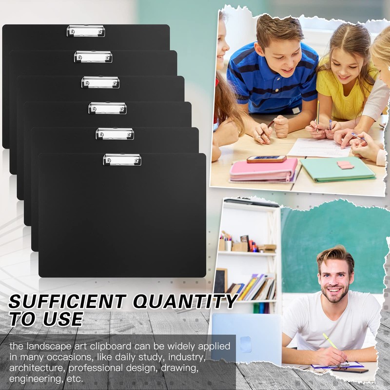 6 Pcs Black Extra Large 11x17 Clipboard Landscape Clipboards with