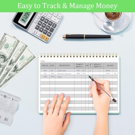 HAUTOCO Check Registers for Personal Checkbook, Transaction Expense Ledger Log Book for Small Business, Checking Account Register Book to Track Payments, Deposits, Finances, 8.4 x 6.2'', Green