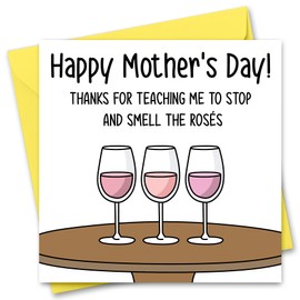 Mothers Day Card Funny Mother's Day Card For Mum Wine Rose Joke Mothers Day Card From Son or Daughter