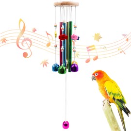 Parakeet Toys with Colorful Bells and Shining Sticks, Bird Cage Accessories Wind Chimes for Chewing, Chew Toys for African Grey, Budgies, Cockatiels, Lovebirds, Conures, Quakers, Small to Medium Birds