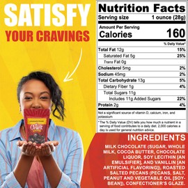 OZARK NUT ROASTERS, Chocolate-Covered Pecans, Chocolate Flavored Snack Nuts, World-Class Gourmet Candied Savory Peanuts, Resealable Pack (7.0 oz)