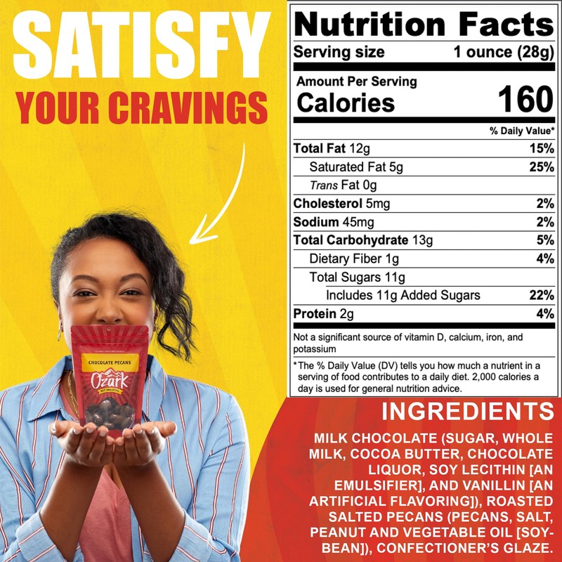 OZARK NUT ROASTERS, Chocolate-Covered Pecans, Chocolate Flavored Snack Nuts, World-Class