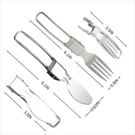 Camping Utensils Folding Cutlery set, Fork and Knife With Storage Box, Stainless Steel Tableware Accessories, Portable Outdoor Kitchen Set for Travel, Picnic, Hiking, Backpacks