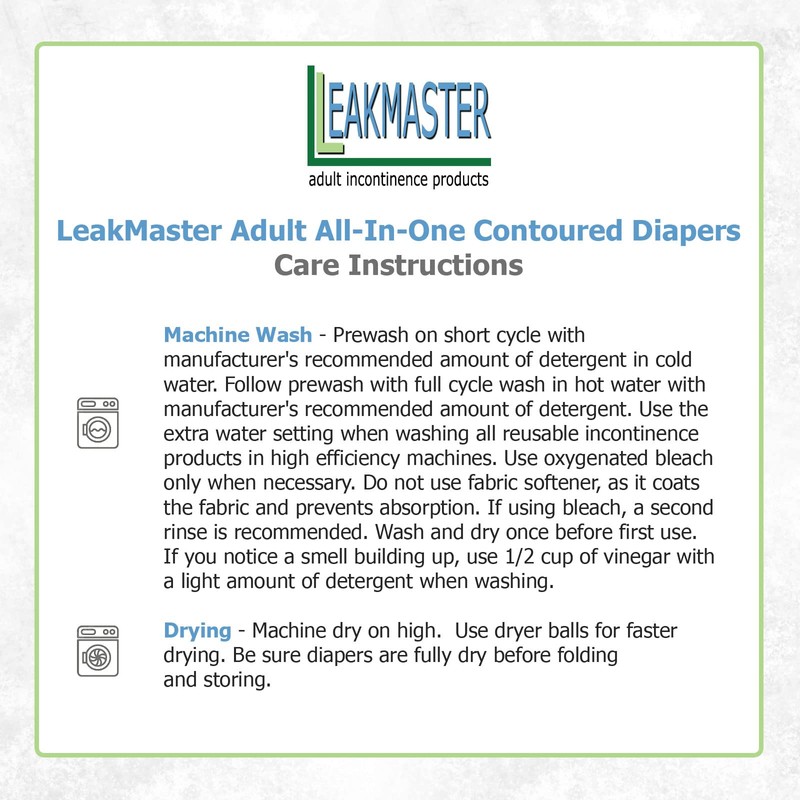 LeakMaster Adult Sized Contoured All in One Cloth Diapers -