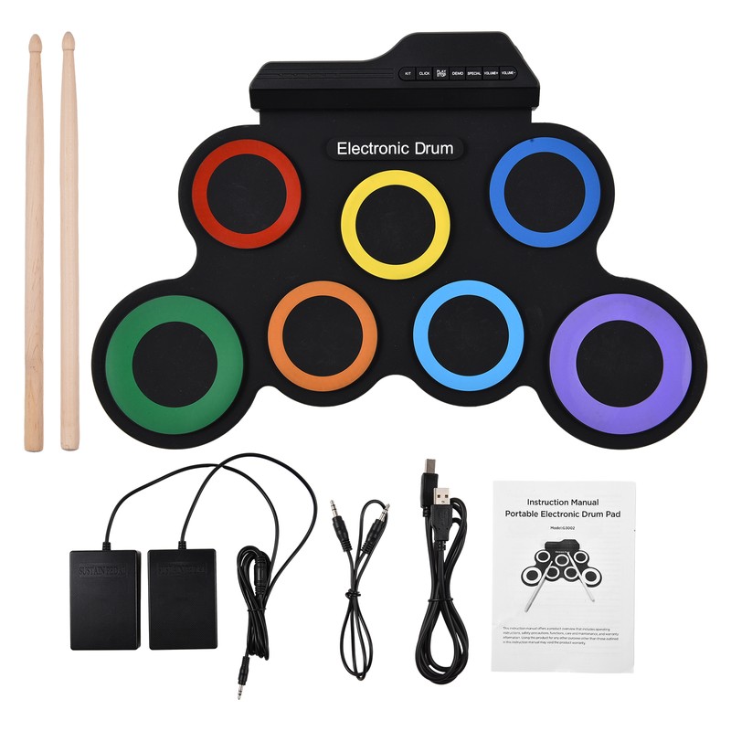 Electric Drum Set Portable Drum Pad Kit 7 Pads with
