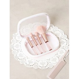 DAISO Mesh Pouch & Makeup Brush 4 Piece Set