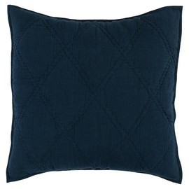 Kosas Home Casi 26x26 Belgian Flax Linen Fabric Euro Sham in Midnight Blue