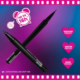 wet n wild Mega Last Breakup Proof Liquid Eyeliner - Ultra-Fine Brush, Waterproof, Long-Lasting - Cruelty-Free & Vegan - Ultra Black