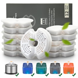 Cat Water Fountain Filter, Multiple Filtration Pet Water Fountain Replacement Filter,8 or 12 Packs of Cotton Activated Carbon Cat Fountain Filter(Filter 12 pack)