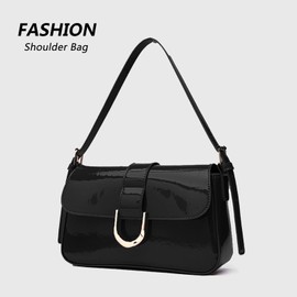 CCAIPU Shoulder Bag for Women Clutch Purse Handbag Leather Crossbody Hobo Bag with Adjustable Strap (Black)