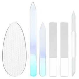 6 Pcs Glass Nail File Shiner Buffer Set Glass Nail Files for Natural Nails Fingernails Toenails Nanoglass Foot Scrubber Callus Remover Cuticle Trimmer