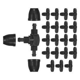 M METERXITY 20-Pack Drip Irrigation Barbed Locking Tubing Fittings, 3/8 Inch Tubing Connector Plastic 3 Way TEE Coupling for Irrigation/Greenhouse, Drip Irrigation Kit Parts