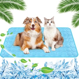 Yegookay Cooling Mat for Dogs Cats Large 70 x 100 cm Cooling Blanket Dog Rabbit Cooling Plate Dogs Cooling Mat Self-Cooling XL Air Conditioning Boot Dog Suitable for Car Home and Outdoor (Blue XL)