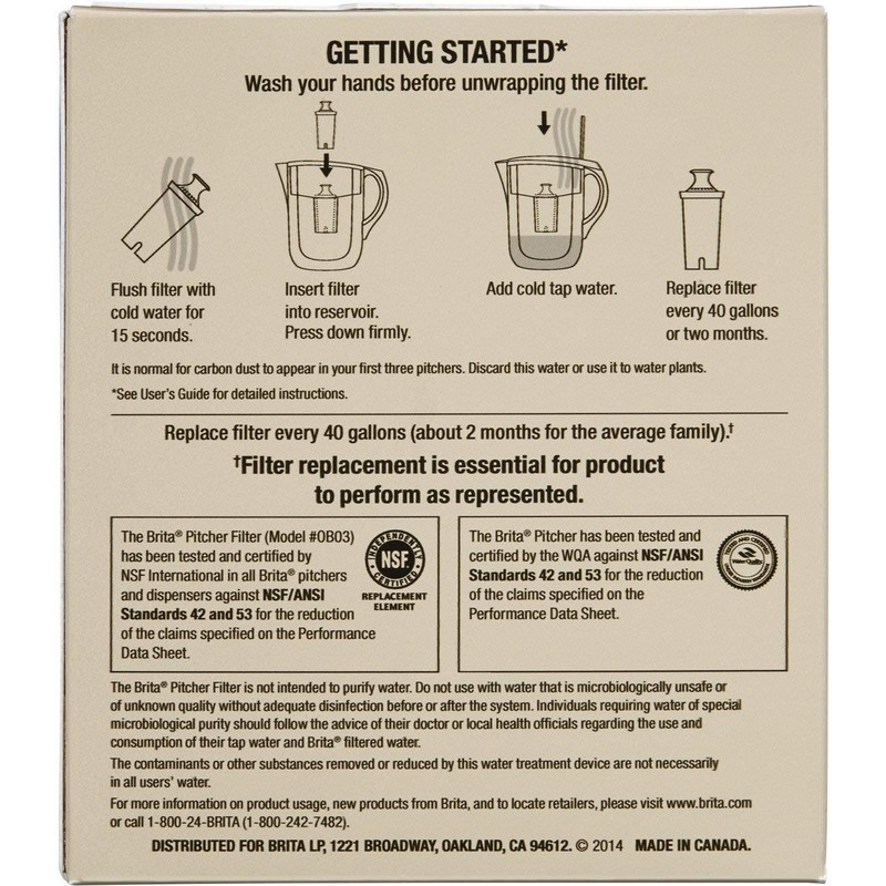 Brita Standard Water Filter, Standard Replacement Filters for Pitchers and