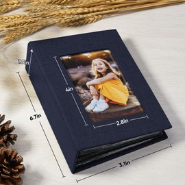 MSTONAL Mini 4x6 Photo Book, Small Photo Album holds 100 Photos, 6x4 Picture Album Slip in for 4x6 Photos, Linen Cover Picture Album Ideal for Friends Wedding Graduation Birthday