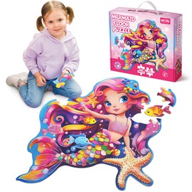 BenBen Large Floor Puzzle from 3 4 5 Years, Puzzle for Children 52 Pieces 66 x 70 cm, Gift for Girls, XXL Children's Puzzle Mermaid